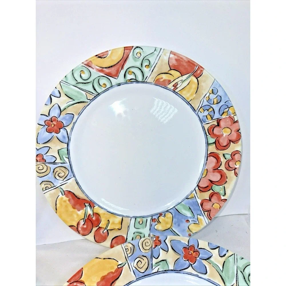 VTG Corelle Impressions Watercolors Dinner plates  Lot of 4 Vitrelle 10-7/8